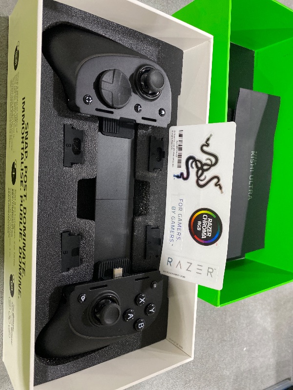 Photo 1 of Razer Kishi Ultra Gaming Controller for Android, iPhone 15 & 16 Series, iPad Mini A17 Pro & 6 (USB C): Pro Controls - Ergonomic Grip - Stream PC, Xbox, PS5 Games on Mobile, Phone, Tablet - Chroma RGB