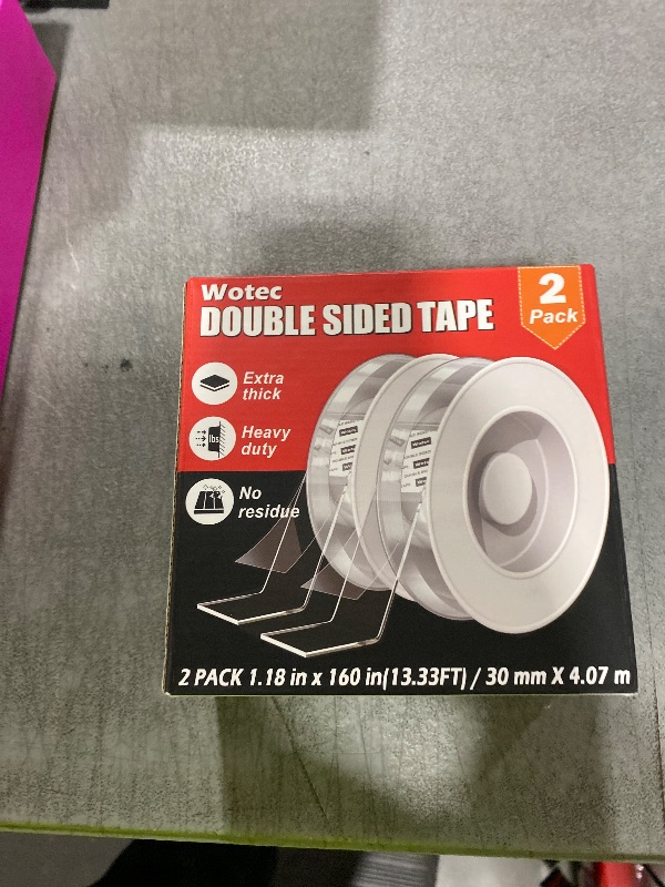 Photo 1 of 2 Pack Extra Large Double Sided Tape Heavy Duty Removable 1.18 Inch x 160 Inch, Clear & Tough Nano Tape, Multipurpose Mounting Tape Picture Hanging Strips Adhesive for Poster Carpet