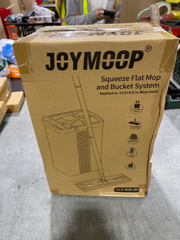 Photo 1 of JOYMOOP Mop and Bucket Set with Wringer, Flat Mops for Floor Cleaning, Wall Mop Cleaner with Long Handle, Hardwood Floor Mop with 4 Microfiber Pads