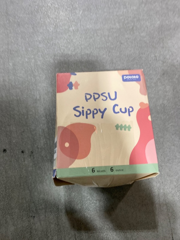 Photo 1 of POTATO Sippy Cups For Toddlers with Straw Spill Proof, PPSU Learner Cup with Handle for Boy, Water Bottle for Baby 6 Months with 2 Type of Spout, 6 Ounce Blue
