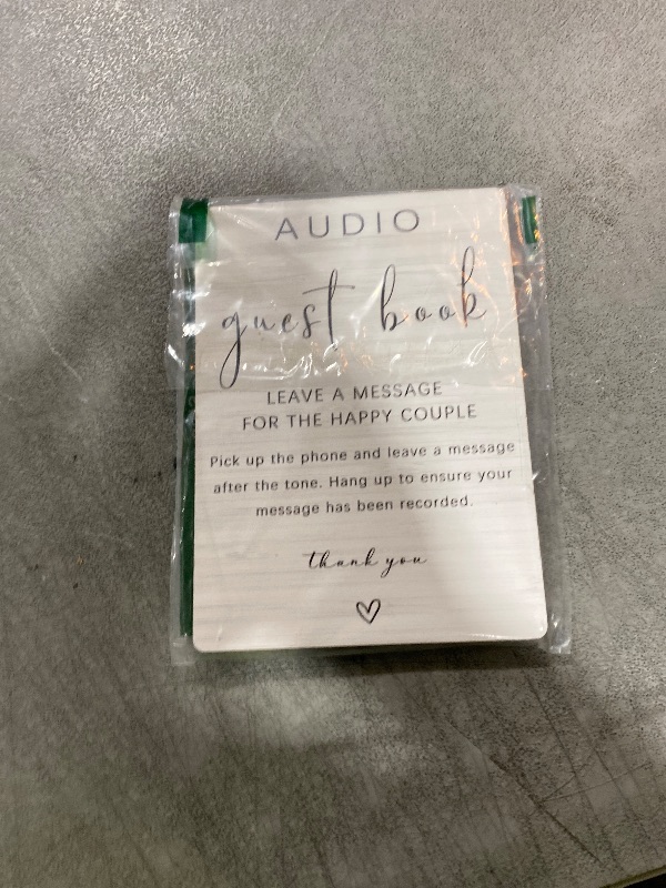 Photo 1 of Runmess Audio Guest Book Sign - Audio Phone Guestbook Wooden Stand for Wedding 5x7inch, Wedding Table Decorations