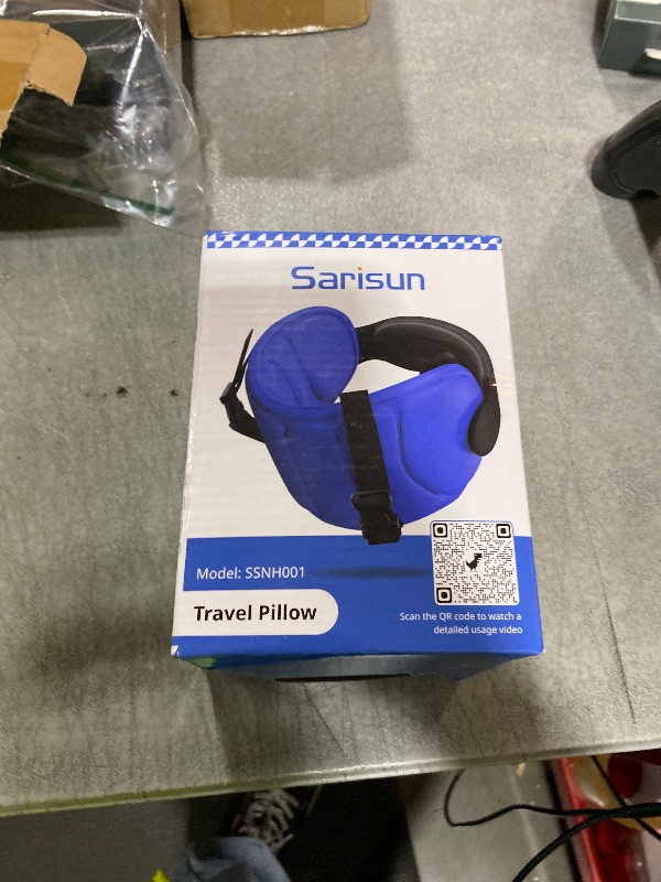 Photo 1 of SARISUN Travel Pillows for Airplanes, Airplane Pillow for Long Flight, Airplane Head Strap with Eye Mask for Sleep, Travel Neck Pillow for Car Road Trip, 360° Support Headrest, Stop Bobblehead, Black