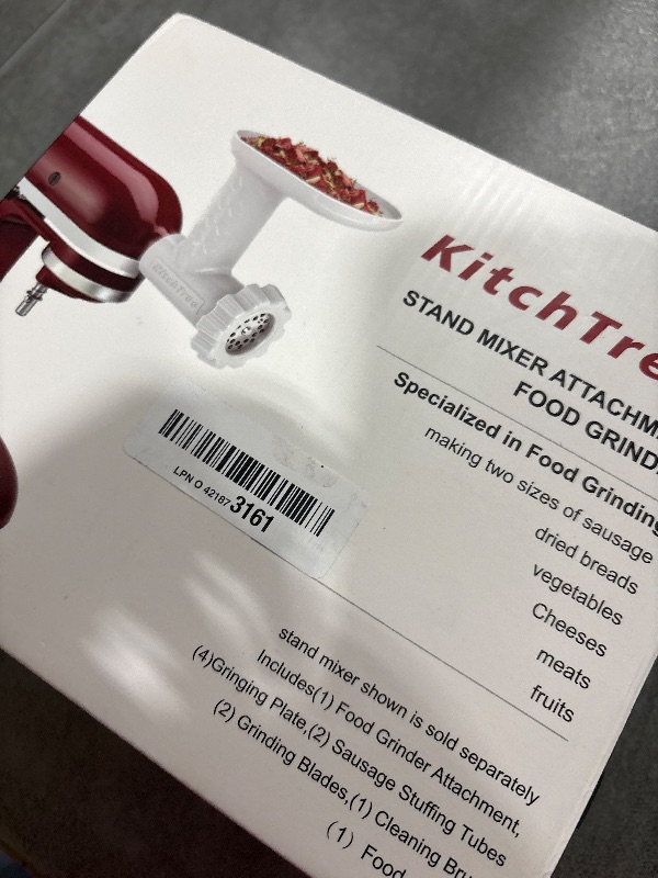 Photo 1 of Food Grinder Attachment for KitchenAid Stand Mixers Includes 2 Sausage Filler Tubers, 4 Grinding Plates, Meat Grinder Attachment for kitchenAid, White …
