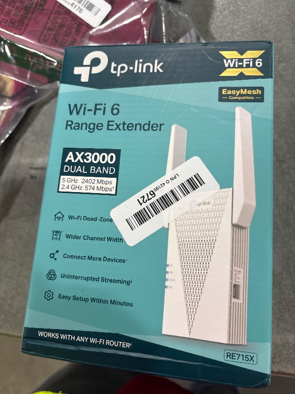 Photo 1 of TP-Link AX3000 WiFi 6 Range Extender | PCMag Editor's Choice | Dual-Band Wireless Repeater w/Ethernet Port | Up to 2400 Sq. Ft., 64 Devices | Internet Signal Booster | APP Setup | EasyMesh (RE715X)