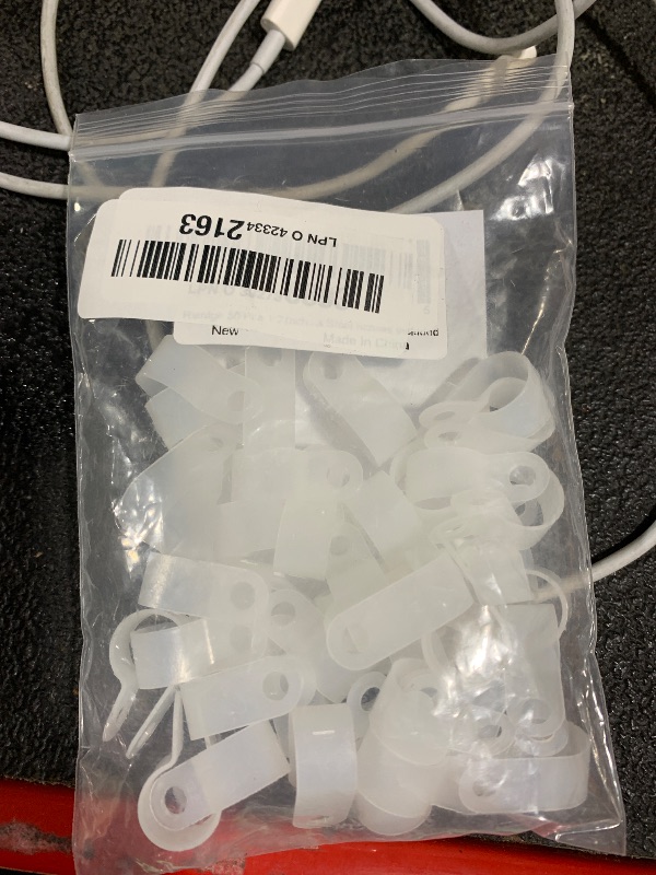Photo 1 of Rierdge 50 Pcs 1/2 Inch R-Type Clip Clamp, Nylon P-Type Mounting Clips, Cable Clip Wire Clamp for Wire Management, Stainless Steel Screws Included