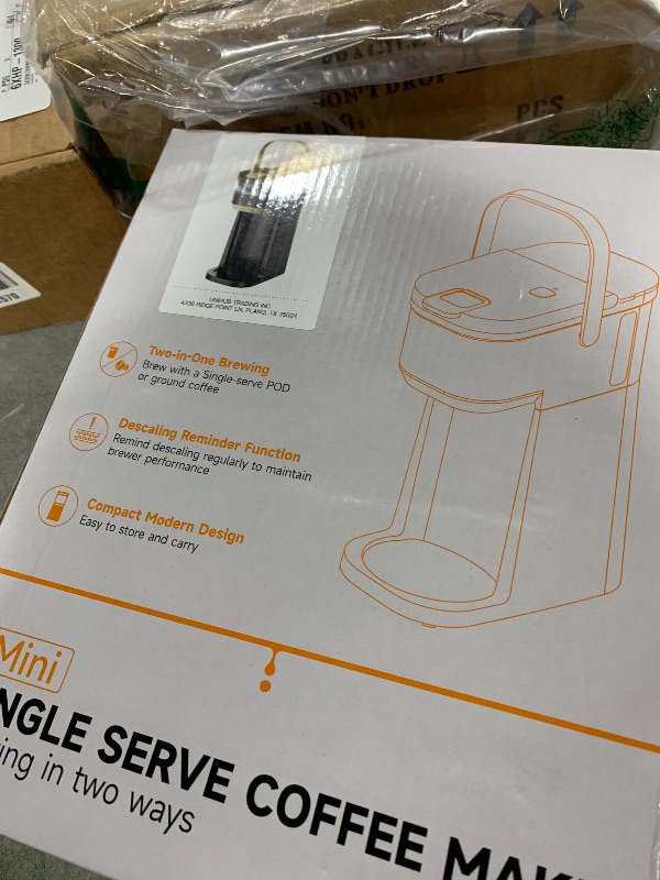 Photo 1 of Tastyle Single Serve One Cup Coffee Maker, for K Cups and Grounds, Mini Coffee Maker with Portable Handle, 6 to 12 Oz Brew Size, for Travel, Camping, Office, RV and Dorm, 120V, Black and Gold