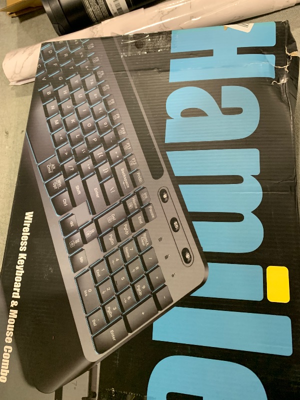 Photo 1 of Hamile Wireless Keyboard and Mouse Combo : Ergonomic Wave Keys for Natural Typing, Full Size Keyboards with Wrist Rest, Quiet Backlit Mice,Phone Holder, 2.4G Set for Computer/Laptop/Mac/Windows, Black