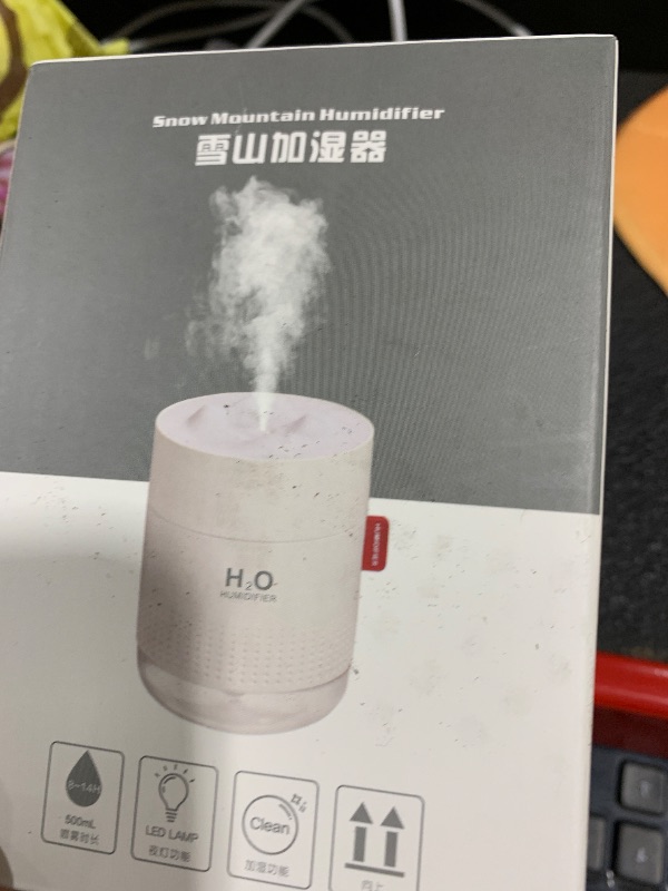 Photo 1 of Portable Mini Humidifier, 500ml Small Cool Mist Humidifier, USB Personal Desktop Humidifiers for Baby Bedroom Travel Office Home, Auto Shut-Off, 2 Mist Modes, Super Quiet, White
