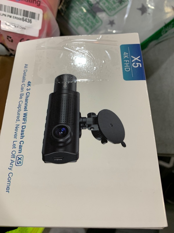 Photo 1 of Miden X5 4K WiFi Dash Cam Front and Rear Inside, 2160P+1080P+1080P FHD 3 Channel Dash Camera for Cars, 360° All Sides Dashcam, Free 64G SD Card, G-Sensor, WDR, Night Vision, 24H Parking Monitor