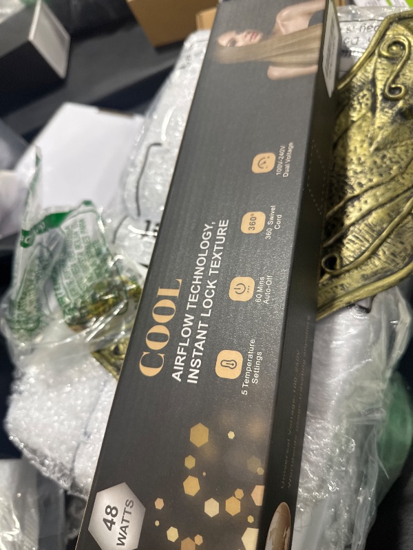 Photo 1 of SKIMI Airflow Styler, Titanium Flat Iron Hair Straightener, Professional Curling Iron with Cooling Air Vents to Lock in Style, 5 Temps & Dual Voltage, Auto Off(Black & Champagne).