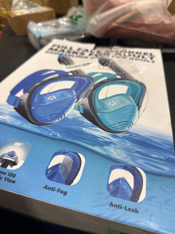 Photo 1 of QingSong Full Face Snorkel Mask for Adults, Snorkeling Gear with Camera Mount, 180 Degree Panoramic View Snorkel Set Anti-Fog Anti-Leak