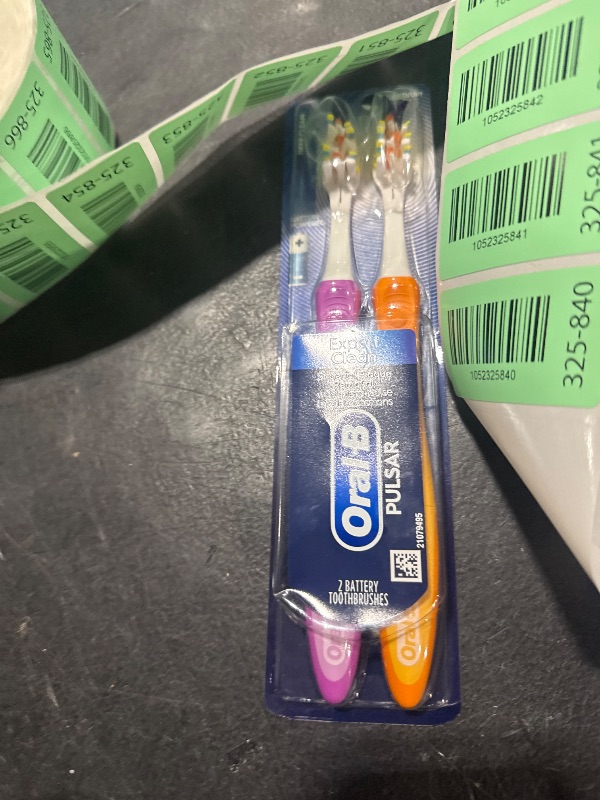 Photo 1 of Oral-B Pulsar Pro-Health Expert Clean, Battery electric toothbrush, 2 count MEDIUM toothbrush pack, removes plaque, travel essentials tooth brush