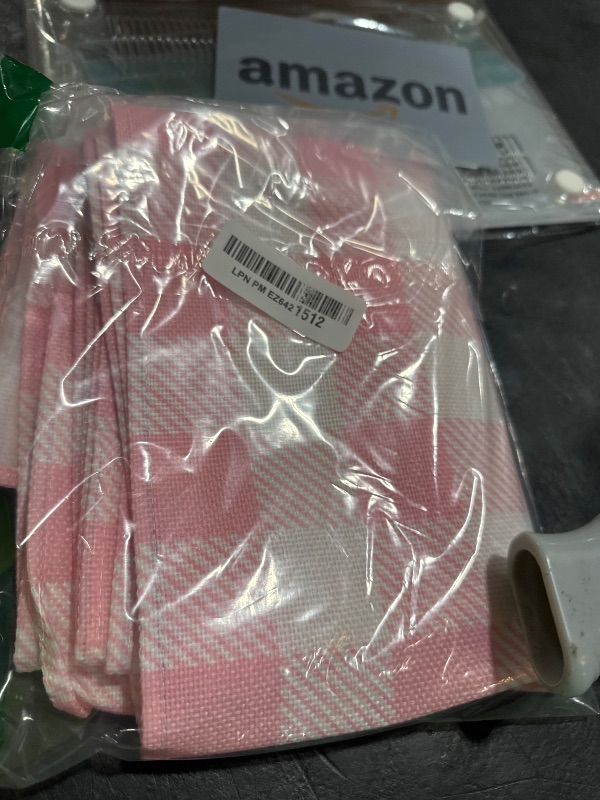 Photo 1 of Nepnuser Linen Pink and White Buffalo Check Plaid Table Runner Gingham for Pink Farm Birthday Party Easter Home Decorations (13" x 120")