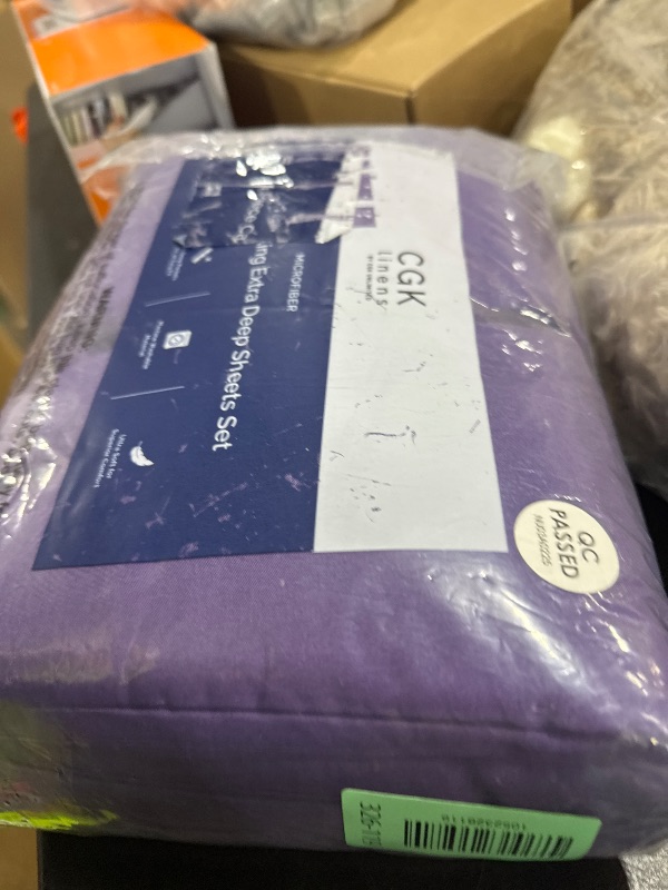 Photo 1 of Extra Deep Cal King Sheet Set - 6 Piece Breathable & Cooling Sheets - Hotel Luxury Bed Sheets Set - Easy & Secure Fit - Soft, Wrinkle Free & Comfy Sheets Set - Purple Sheet Set with Extra Deep Pockets