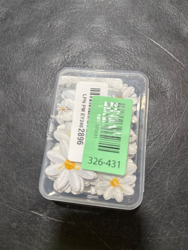 Photo 1 of 60Pcs Flower Iron on Patches,4Size Cute Daisy Flower Embroidered Patches, Sew on Patches for Clothes Backpacks Hats Jeans (White)