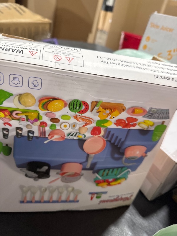 Photo 1 of 130Pcs Kitchen Playset, Toddler Pretend Cooking Play Pots, Pans, Utensils Cookware, Daily Food Fruit Veges, Shopping Storage Basket, Dessert, Prop Money, Learning Gift for Child (Pink)