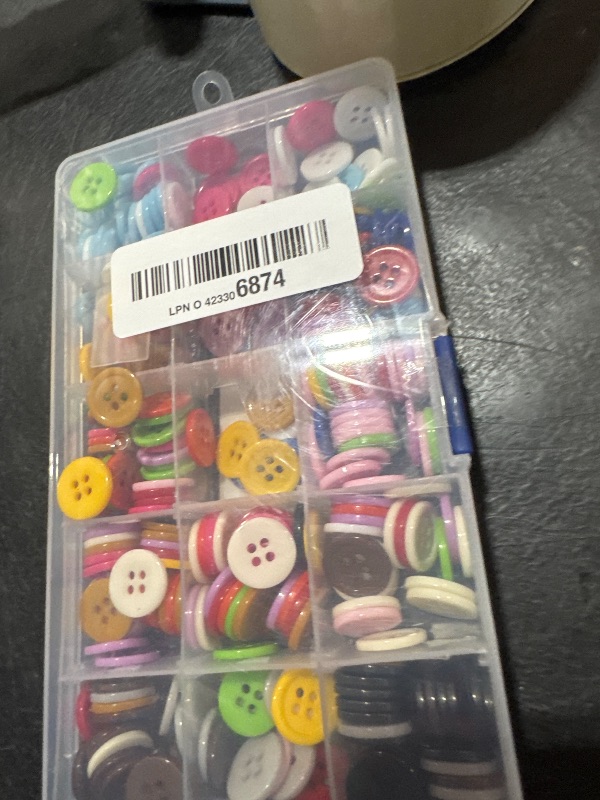 Photo 1 of 300 Pack Colorful Buttons for Craft DIY 15 Assorted Colors Resin Round Buttons for Sewing Flatback Button with Box 4 Holes Crafts Buttons Mixed Color Manual Button DIY Handmade Ornament Buttons (15mm)