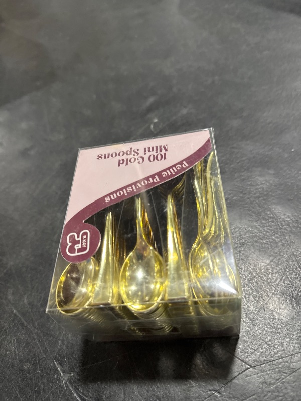 Photo 1 of 100 Pack Gold Small Spoons - 4 Inch Gold Mini Spoons For Dessert, Ice Cream, Tastings, Cocktails, BPA Free Dessert Spoons