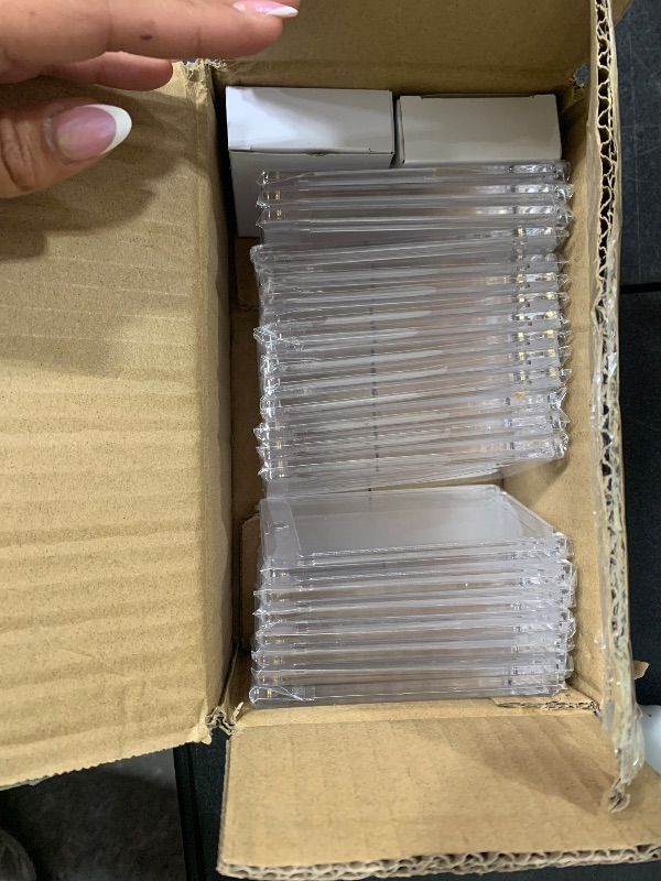 Photo 1 of GEAoffice 25pc Magnetic Card Holder for Trading Cards with Dispaly Stands, 35pt UV Protection Ultra Clear Baseball Card Holder Protectors for Sports & Game Cards, Hard Plastic