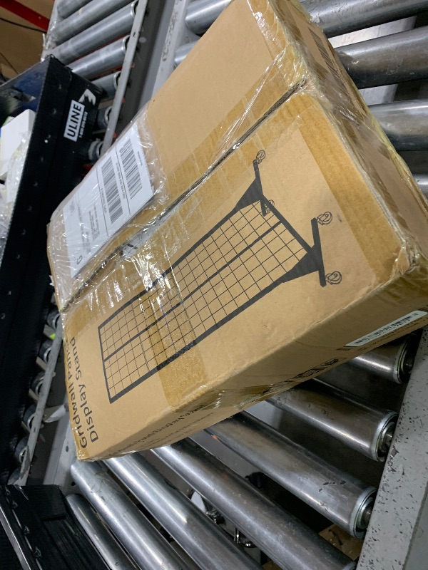 Photo 1 of QKOSMTL Gridwall Panel Display Stand, 2'x5.5' Heavy Duty Floor Standing Rack with Detachable Girdwall, Movable Silent Wheel, Easy to Transport, Ideal for Retail & Craft Fairs