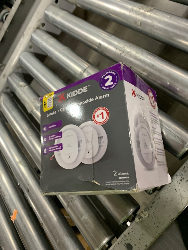 Photo 1 of Kidde Hardwired Smoke & Carbon Monoxide Detector, 10-Year Battery Backup, Voice Alerts, Interconnectable LED Warning Light Indicators, 2 Pack