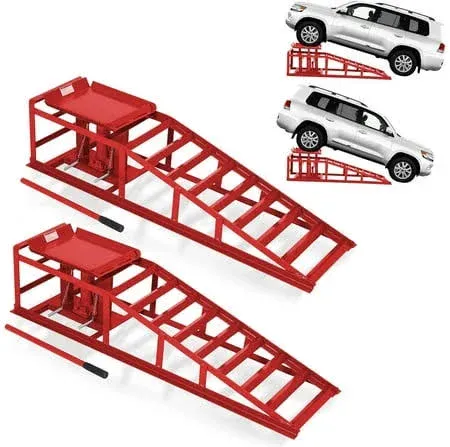 Photo 1 of Garvee 2Pcs 11000Lbs Hydraulic Low Profile Car Lift Service Ramp (2 Pack)