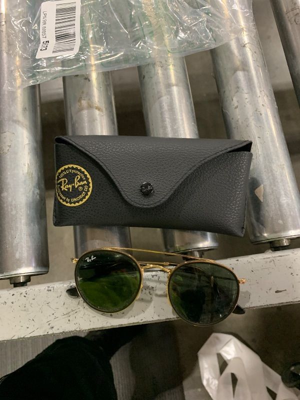 Photo 1 of Ray-Ban RB3647N Double Bridge Round Sunglasses, Gold/G-15 Green, 51 mm + 1