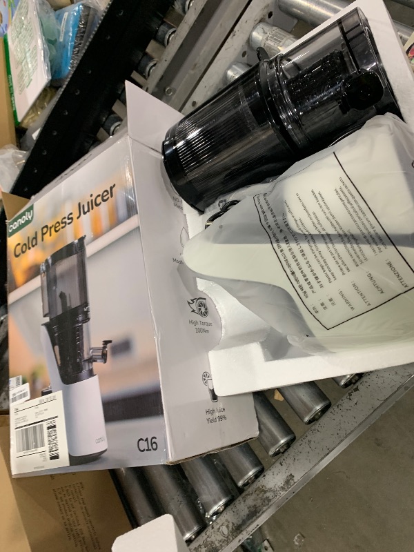 Photo 1 of Canoly C16 Cold Press Juicer, 6" Extra Wide Feed Chute, 3-IN-1 Strainers (Juice & Sorbet & Nut Milk), Powerful AC Brushless Motor, Self Precut System, Juicer Machines with BPA-Free (Pearl White)