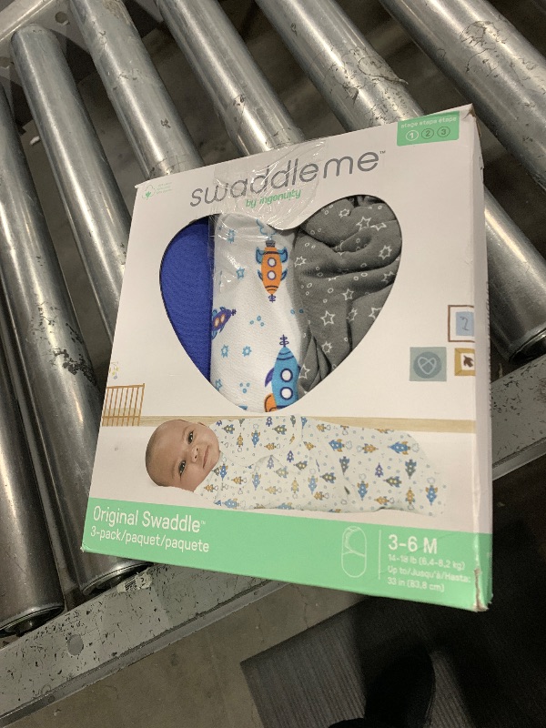 Photo 1 of SwaddleMe by Ingenuity Original Swaddle, 100% Cotton, Improves Sleep & Calms Startle Reflex, 3-6 Months, 1.0 TOG, 3-Pack, Baby Swaddle Blanket - Superstar