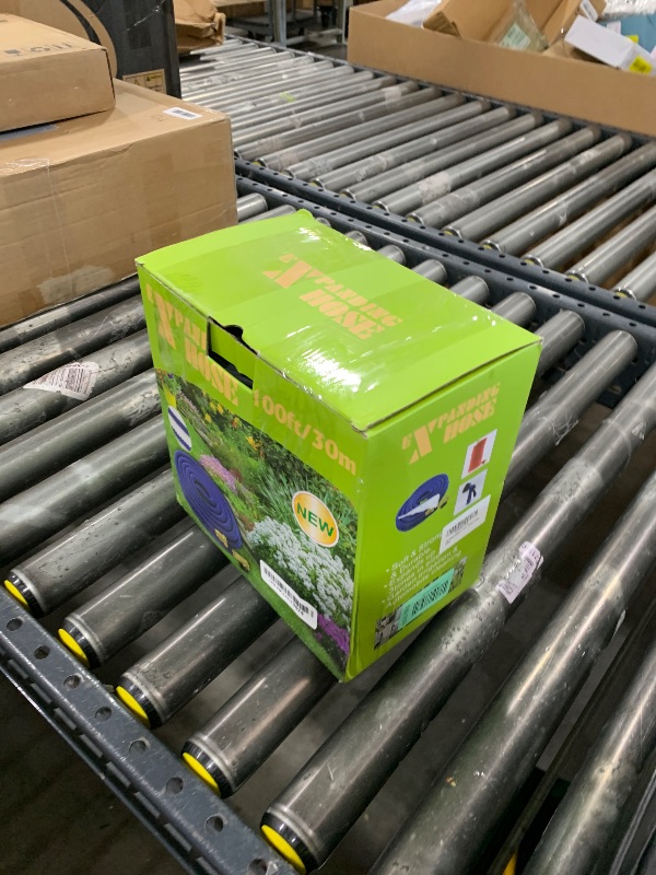 Photo 1 of 100 ft Expandable Garden Hose with 10 Patterns Nozzle,Kink-free, Flexible Expanding Water Hoses with 3/4" Solid Fittings and 4-Layer Latex Core - Garden Hoses