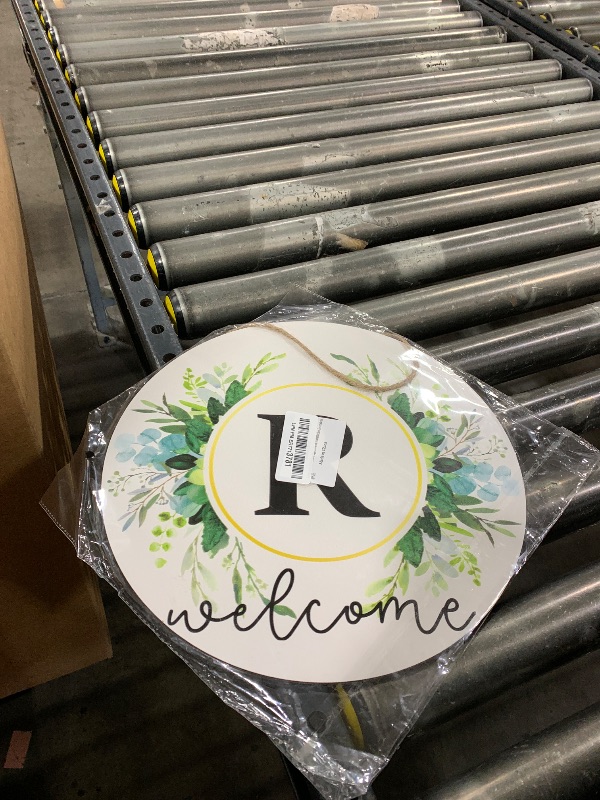 Photo 1 of Monogram Letter R Wreaths for Front Door Wreath Wooden Welcome Sign for Front Door Decor Floral Family Last Name Initial House Warming Spring Summer Porch Rustic Wall Home Kitchen Boho Decorations