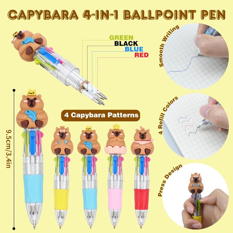 Photo 1 of Back to School Gifts Capybara Pens Bulk, 4-in-1 Multicolor Ballpoint Pens 12 PENS