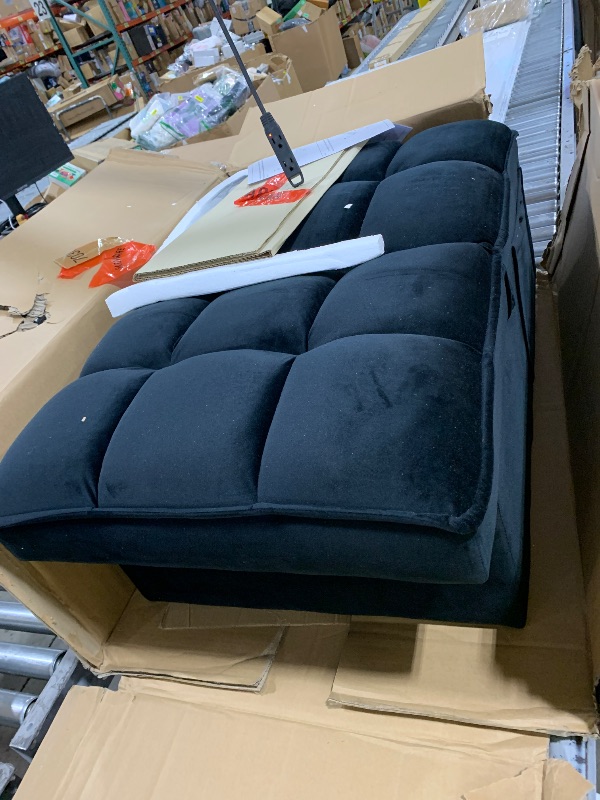 Photo 1 of 4 in1 Multi-Function Single Sofa Bed with Storage Pockets,Tufted Single Pull-Out Sofa Bed with Adjustable Backrest and Pillows,Convertible Chaise Lounge,Black (Taupe + Velvet + Foam + 1 Seat)
