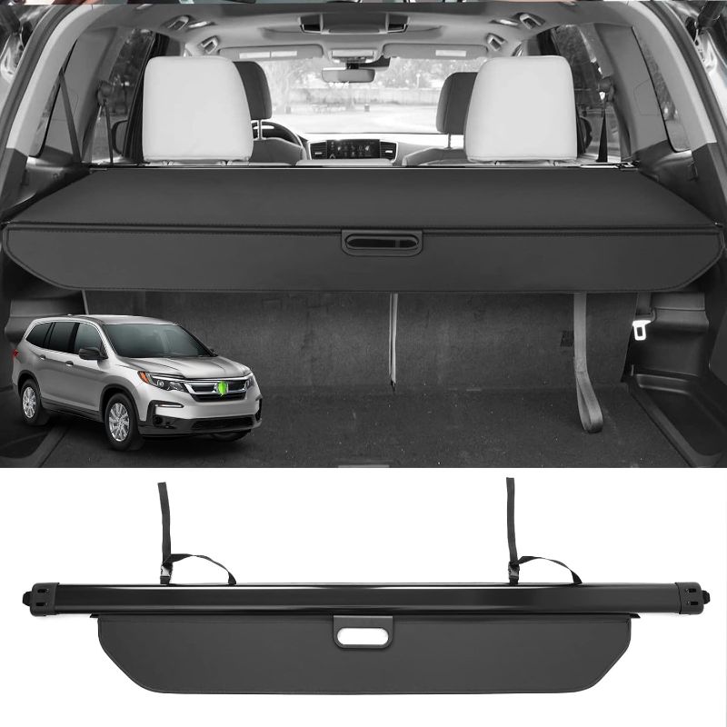 Photo 1 of Powerty Cargo Cover for 2016-2022 Honda Pilot Trunk Cover Retractable Trunk Shielding Shade for Pilot Accessories Cargo Luggage Cover No Gap (NOT for Honda Passport or Pilot EX 2016)
