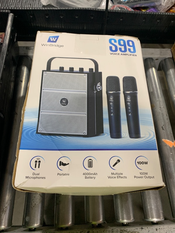 Photo 1 of 100W Powerful Voice Amplifier with 2 Wireless Microphones, Big Pro Sound Portable Speaker with Microphone, Bluetooth Speaker PA System Karaoke Machine Support BT/USB/TF Card/Aux/Guitar S99