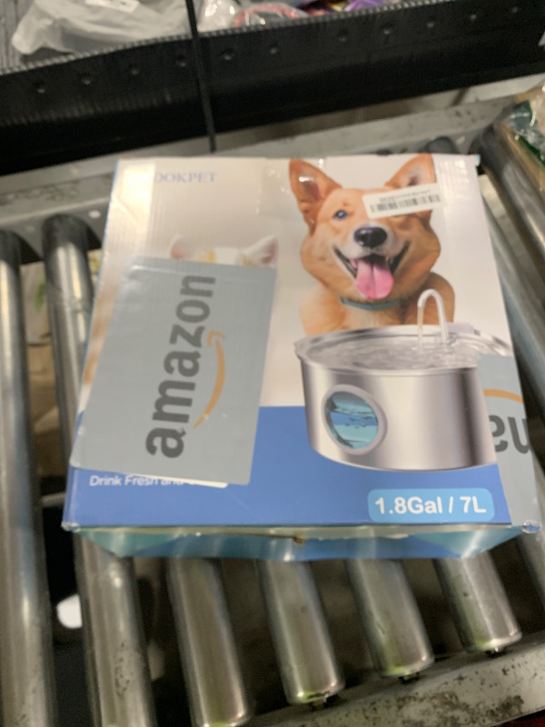 Photo 1 of Dog Water Fountain for Large Dogs: Big Cat Water Fountain Stainless Steel -1.8Gal/7L Big Quiet Cats Water Bowl Dispenser- Pet Water Fountains for Dogs - 8 Filters + 8 Sponge Filters - GROOKPET