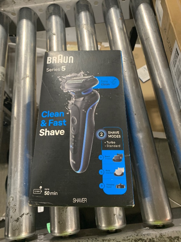 Photo 1 of Braun Electric Shaver for Men, Series 5 5150cs, Wet & Dry Shave, Turbo Shaving Mode, Foil Shaver, with Beard Trimmer, Body Groomer and Charging Stand, Blue