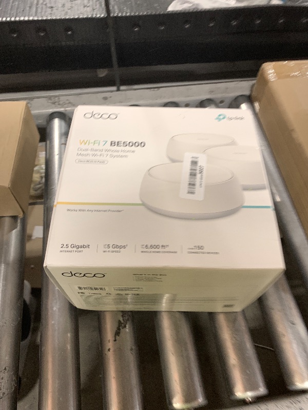 Photo 1 of TP-Link Deco BE25 Dual-Band BE5000 WiFi 7 Mesh Wi-Fi System | 4-Stream 5 Gbps, 240 Mhz | Covers up to 6,600 Sq.Ft | 2X 2.5G Ports Wired Backhaul | VPN,MLO, AI-Roaming, HomeShield, 3-Pack