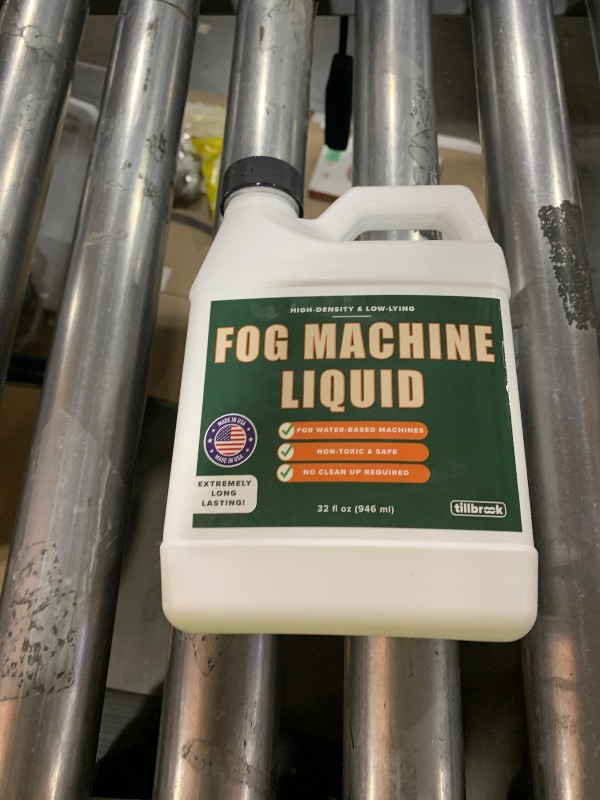 Photo 1 of Fog Machine Liquid - 32 oz Tillbrook Fog Machine Fluid - High Density & Long-Lasting Fog Juice - Low-Lying, Universal, Water-Based Solution for Spooky Halloween Parties, Haunted Houses, & Concerts