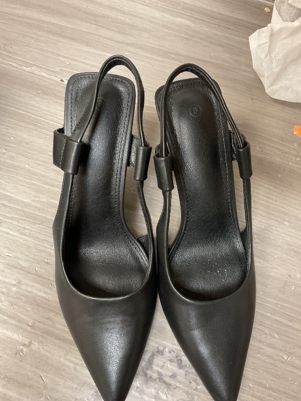 Photo 1 of Coutgo Womens Slingback Heels Pumps Closed Pointed Toe Slip-on Kitten Heels Sandals Party Prom Dress Pump Shoes Black size 8 