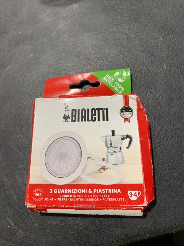 Photo 1 of Bialetti Spare Parts, Includes 3 Gaskets and 1 Plate, Compatible with Moka Express, Fiammetta, Break, Happy, Dama, Moka Melody, Alpina, Moka Timer and Rainbow (3/4 Cups)
