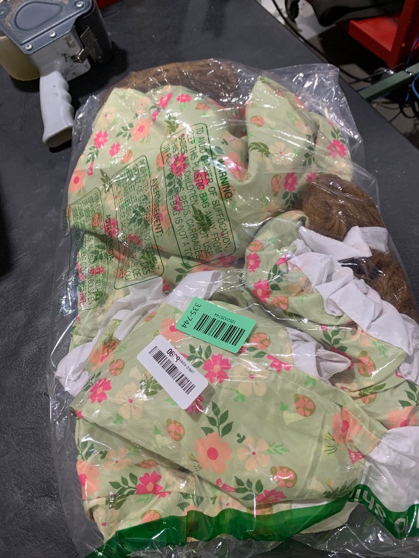 Photo 1 of Skicuff 4 Pcs Halloween Granny Wolf Costume Set of Floral Print Dress with Tail Wolf Claws Gloves Shoes Cover and Hat Fairy Tale Dressup for Adult Unisex Outfits Cosplay(Green Pink)