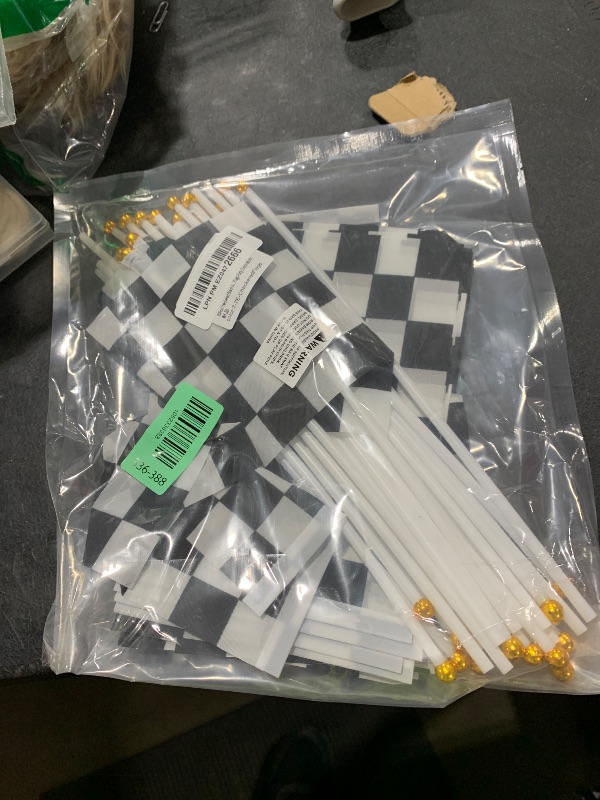 Photo 1 of 30Pcs Checkered Black and White Racing Stick Flag Small Mini Hand Held Race Car Flags Party Decorations