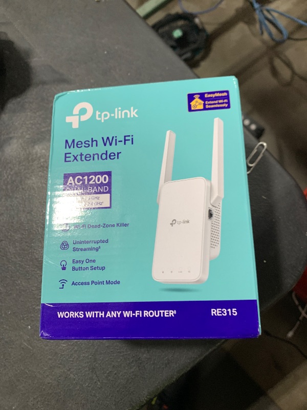 Photo 1 of TP-Link AC1200 WiFi Extender, 2025 Wirecutter Best WiFi Extender, 1.2Gbps Home Signal Booster, Dual Band 5GHz/2.4GHz, Up to 1600 Sq.ft and 32 Devices, EasyMesh Compatible, One Ethernet Port (RE315)