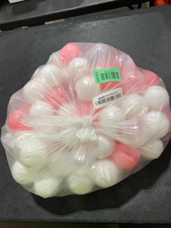 Photo 1 of Ball Pit Balls 100 - Macaron Colors Balls for Ball Pit, Play Tent Baby Playhouse Pool Birthday Party Decoration (C-Pink, White&Clear)