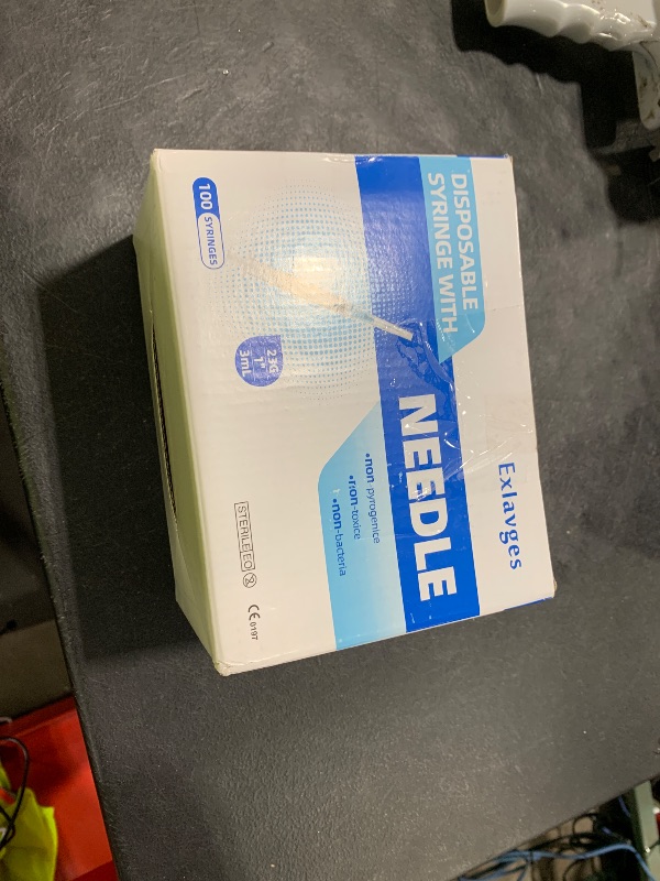 Photo 1 of 100 Pack Disposable 3ml/cc Lab Syringes with 23Ga 1 Inch Needle Luer Lock, Individually Sealed Packed