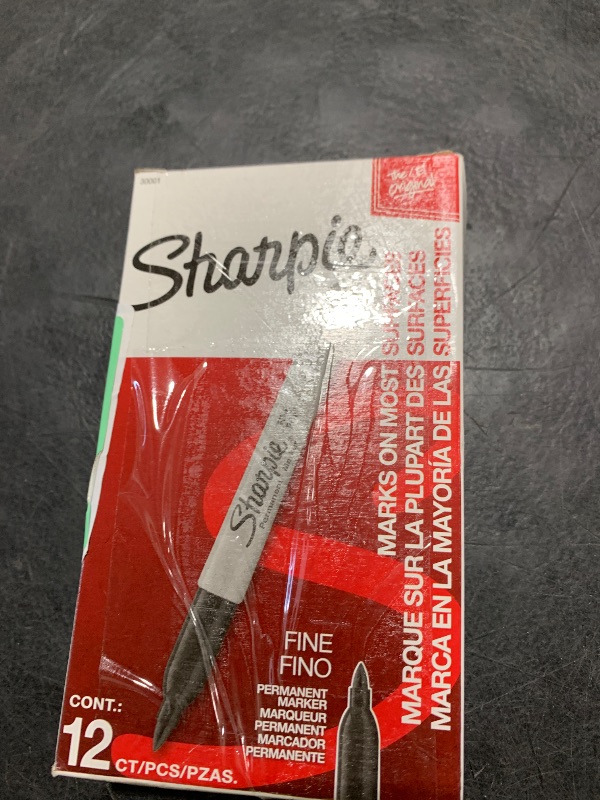 Photo 1 of Sharpie Permanent Markers Set Quick Drying And Fade Resistant Fine Point Marker For Wood Plastic Paper Metal And More Drawing Coloring And Poster Marker Black 12 Count