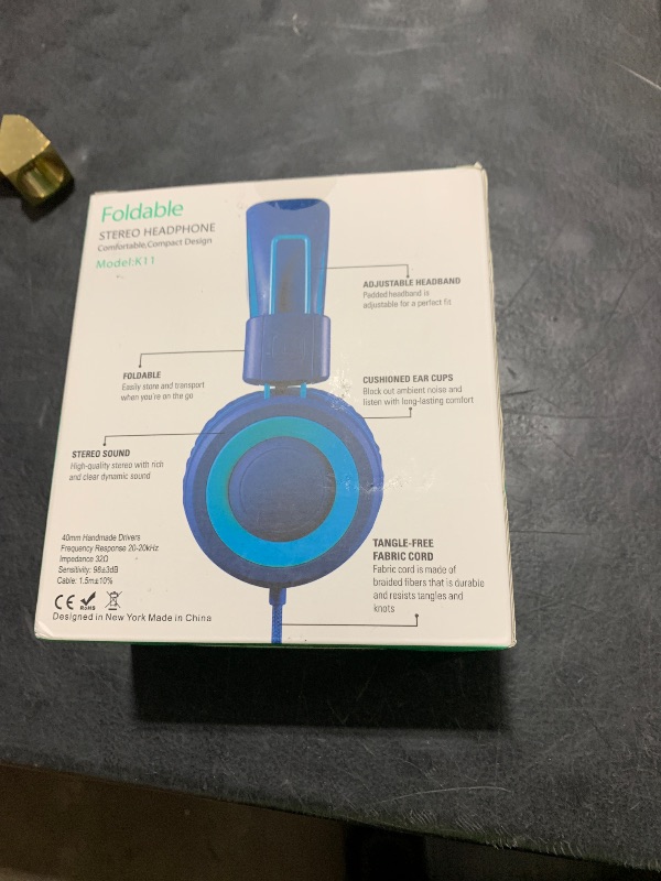 Photo 1 of Kids Headphones - noot products K11 Foldable Stereo Tangle-Free 3.5mm Jack Wired Cord On-Ear Headset for Children/Teens/Boys/Girls/Smartphones/School/Kindle/Airplane Travel/Plane/Tablet (Navy/Teal)