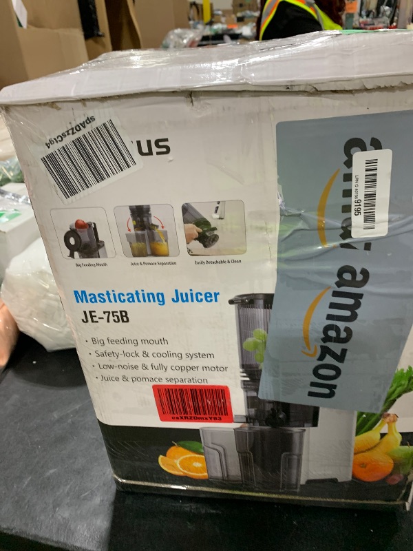 Photo 1 of Cold Press Juicer, 5.3" Wide Feed Chute Juice Extractor Machine with 400W, High Juice Yield, Slow Masticating Juicer for Whole Vegetables & Fruits, Metallic Silver