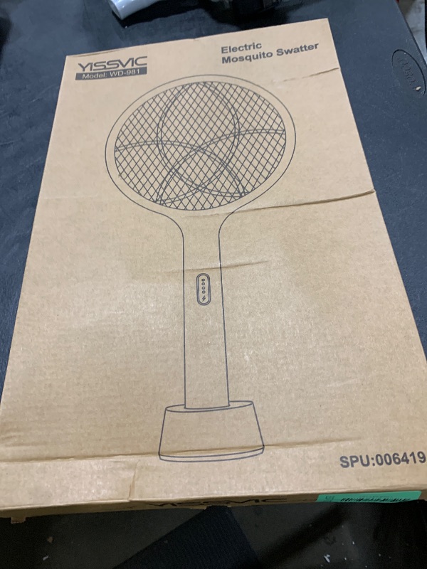 Photo 1 of YISSVIC Electric Fly Swatter 4000V Bug Zapper Racket Dual Modes Mosquito Killer with Purple Mosquito Light Rechargeable for Indoor Home Office Backyard Patio Camping